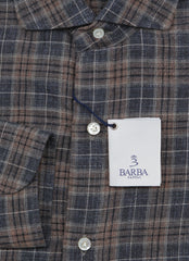 Barba Napoli Brown Plaid Shirt - Extra Slim - (BN11122212) - Parent