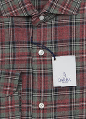 Barba Napoli Red Plaid Cotton Shirt - Extra Slim - (BN11122210) - Parent