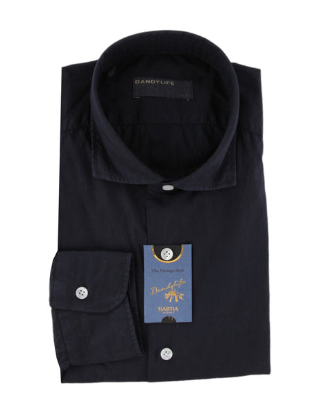 $375 Barba Napoli Dark Blue Cotton Shirt - Extra Slim - (BN9162512) - Parent