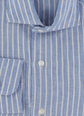 $375 Barba Napoli Light Blue Linen Shirt - Extra Slim - (BN115268) - Parent