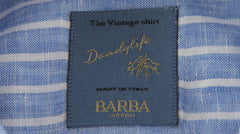 $375 Barba Napoli Light Blue Linen Shirt - Extra Slim - (BN115268) - Parent