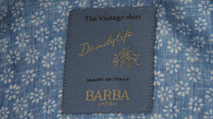 $375 Barba Napoli Blue Floral Linen Shirt - Extra Slim - (BN1231251) - Parent