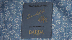 $375 Barba Napoli Blue Floral Linen Shirt - Extra Slim - (BN1231251) - Parent