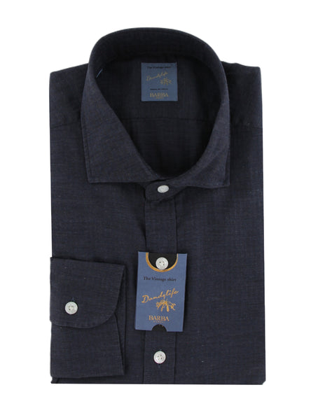 $375 Barba Napoli Dark Blue Solid Shirt - Extra Slim - (BN916256) - Parent