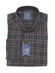 Barba Napoli Brown Plaid Cotton Shirt - Extra Slim - (BN330235) - Parent