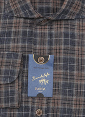 Barba Napoli Brown Plaid Cotton Shirt - Extra Slim - (BN330235) - Parent
