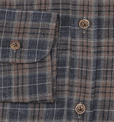 Barba Napoli Brown Plaid Cotton Shirt - Extra Slim - (BN330235) - Parent