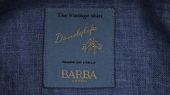$375 Barba Napoli Blue Solid Linen Shirt - Extra Slim - (BN9162516) - Parent