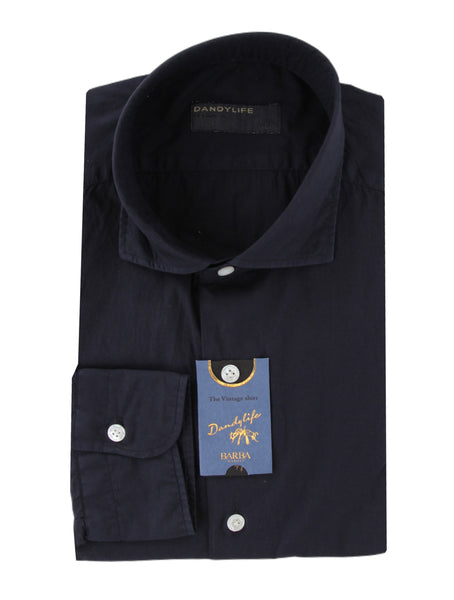 $375 Barba Napoli Dark Blue Solid Shirt - Extra Slim - (BN916253) - Parent