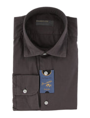 $375 Barba Napoli Gray Solid Cotton Shirt - Extra Slim - 15.5/39 - (BN916252)