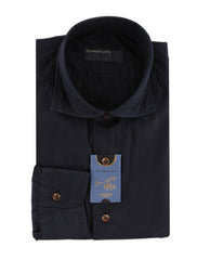 $375 Barba Napoli Navy Blue Cotton Shirt - Extra Slim - (BN924251) - Parent