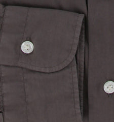 $375 Barba Napoli Gray Solid Cotton Shirt - Extra Slim - (BN916251) - Parent