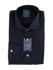 $375 Barba Napoli Dark Blue Solid Shirt - Extra Slim - (BN9162514) - Parent
