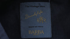 $375 Barba Napoli Navy Blue Linen Shirt - Extra Slim - (BN9162515) - Parent