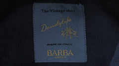 $375 Barba Napoli Navy Blue Linen Shirt - Extra Slim - (BN924254) - Parent