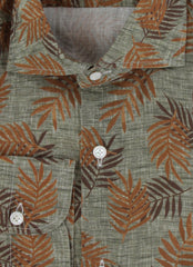 $375 Barba Napoli Green Floral Linen Shirt - Extra Slim - (BN115265) - Parent