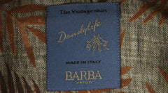 $375 Barba Napoli Green Floral Linen Shirt - Extra Slim - (BN115265) - Parent