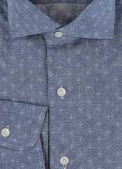 $375 Barba Napoli Blue Linen Blend Shirt - Extra Slim - (BN1152610) - Parent