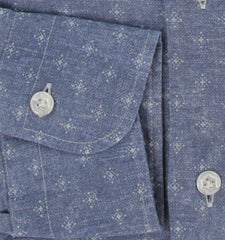 $375 Barba Napoli Blue Linen Blend Shirt - Extra Slim - (BN1152610) - Parent