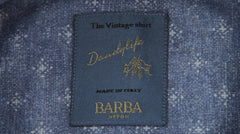 $375 Barba Napoli Blue Linen Blend Shirt - Extra Slim - (BN1152610) - Parent