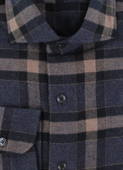 $375 Barba Napoli Blue Plaid Cotton Shirt - Extra Slim - (BN916258) - Parent