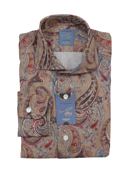 Barba Napoli Brown Paisley Shirt - Extra Slim - (BN11122217) - Parent