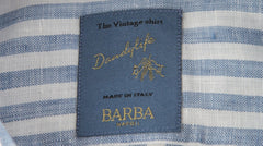 $375 Barba Napoli Light Blue Linen Shirt - Extra Slim - (BN115267) - Parent