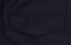 $450 Barba Napoli Navy Blue Solid Wool Blend Pants - Slim - (BN63265) - Parent