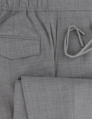 $450 Barba Napoli Light Gray Solid Wool Blend Pants - Slim - (BN63261) - Parent