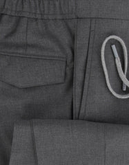 $450 Barba Napoli Gray Solid Wool Blend Pants - Slim - (BN526262) - Parent