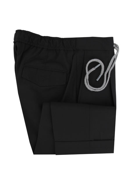 $450 Barba Napoli Black Solid Wool Blend Pants - Slim - (BN63267) - Parent
