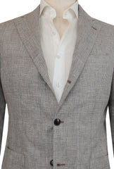 $1200 Barba Napoli Brown Linen Plaid Sportcoat - (BN57251) - Parent