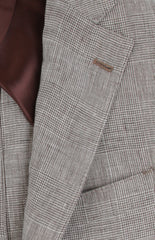 $1200 Barba Napoli Brown Linen Plaid Sportcoat - (BN57251) - Parent