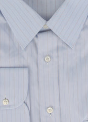 $550 Brioni Light Blue Striped Cotton Shirt - Slim - (BR55261) - Parent