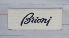 $550 Brioni Light Blue Striped Cotton Shirt - Slim - (BR55261) - Parent