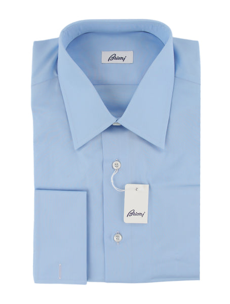 $925 Brioni Light Blue Solid Cotton Shirt - Slim - (BR821253) - Parent