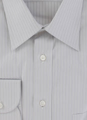 $550 Brioni Light Gray Striped Cotton Shirt - Slim - (BR552614) - Parent