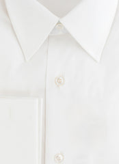 $550 Brioni White Solid Cotton Shirt - Slim - (BR552612) - Parent
