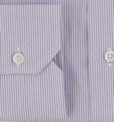 $800 Brioni Purple Striped Cotton Blend Shirt - Slim - (BR619255) - Parent