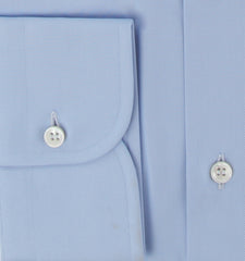 $800 Brioni Light Blue Solid Cotton Shirt - Slim - (BR821259) - Parent