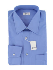 $800 Brioni Blue Solid Cotton Shirt - Slim - 15.75/40 - (BR821255)