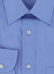 $800 Brioni Blue Solid Cotton Shirt - Slim - (BR821255) - Parent