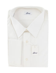 $550 Brioni White Solid Cotton Shirt - Slim - (BR55264) - Parent