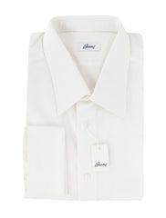$550 Brioni White Solid Cotton Shirt - Slim - (BR552623) - Parent