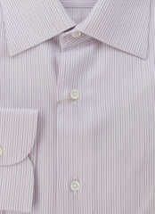 $800 Brioni Lavender Purple Striped Cotton Shirt - Slim - (BR125254) - Parent