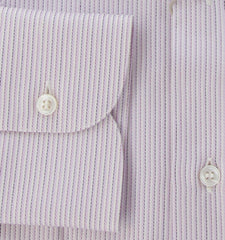$800 Brioni Lavender Purple Striped Cotton Shirt - Slim - (BR125254) - Parent