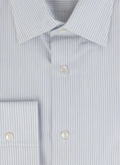 $800 Brioni Light Blue Striped Cotton Shirt - Slim - (BR38261) - Parent