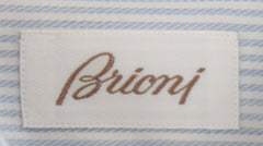 $800 Brioni Light Blue Striped Cotton Shirt - Slim - (BR38261) - Parent