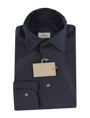 $930 Brioni Dark Blue Polka Dot Cotton Blend Shirt - Full - (BR552619) - Parent