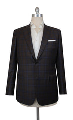 $7500 Brioni Dark Brown Wool Blend Plaid Sportcoat - (BR57251) - Parent